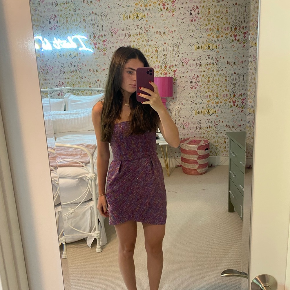 Topshop Strapless Purple Dress